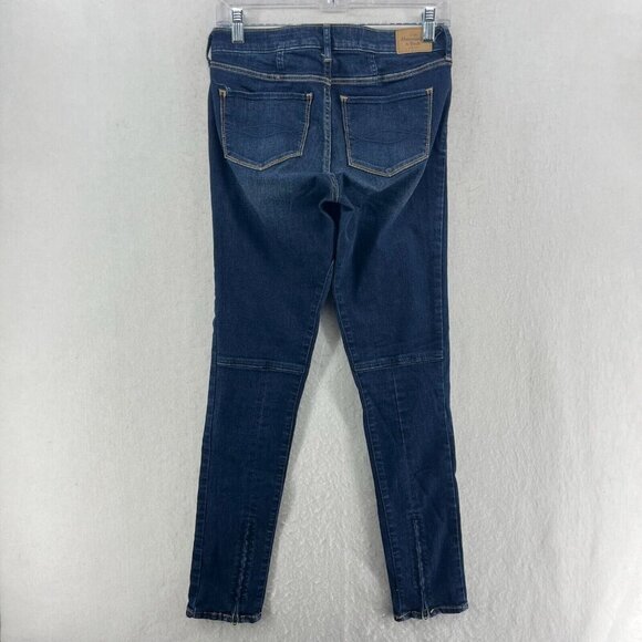 Abercrombie & Fitch Jeans Women 6 Dark Wash Denim Super Skinny Ankle Zip Midrise - Picture 2 of 12
